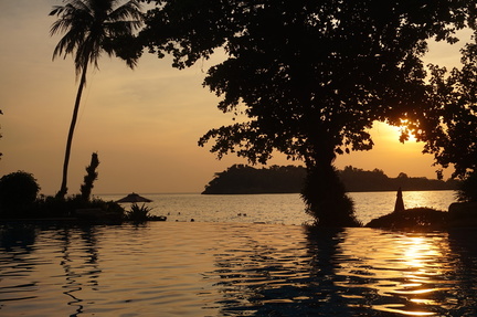 Sunset over the pool