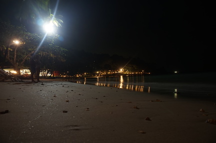 Night view on the private beach at the Resort