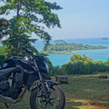 Honda CB500F with a sea view