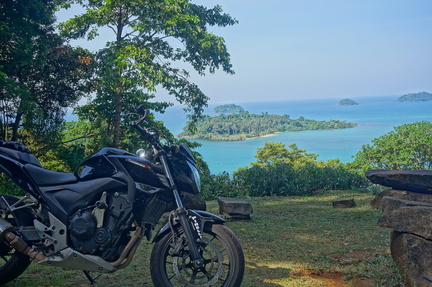 Honda CB500F with a sea view