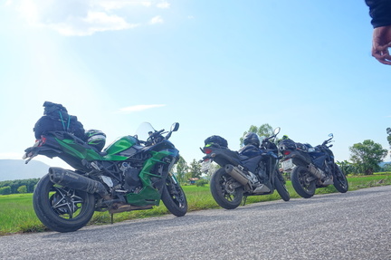 Low angle shot of the bikes