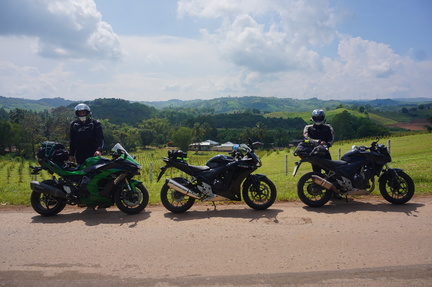 Mitch and Pete with the bikes and view