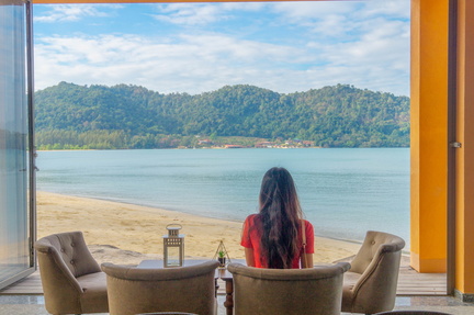 looking at the beach and island